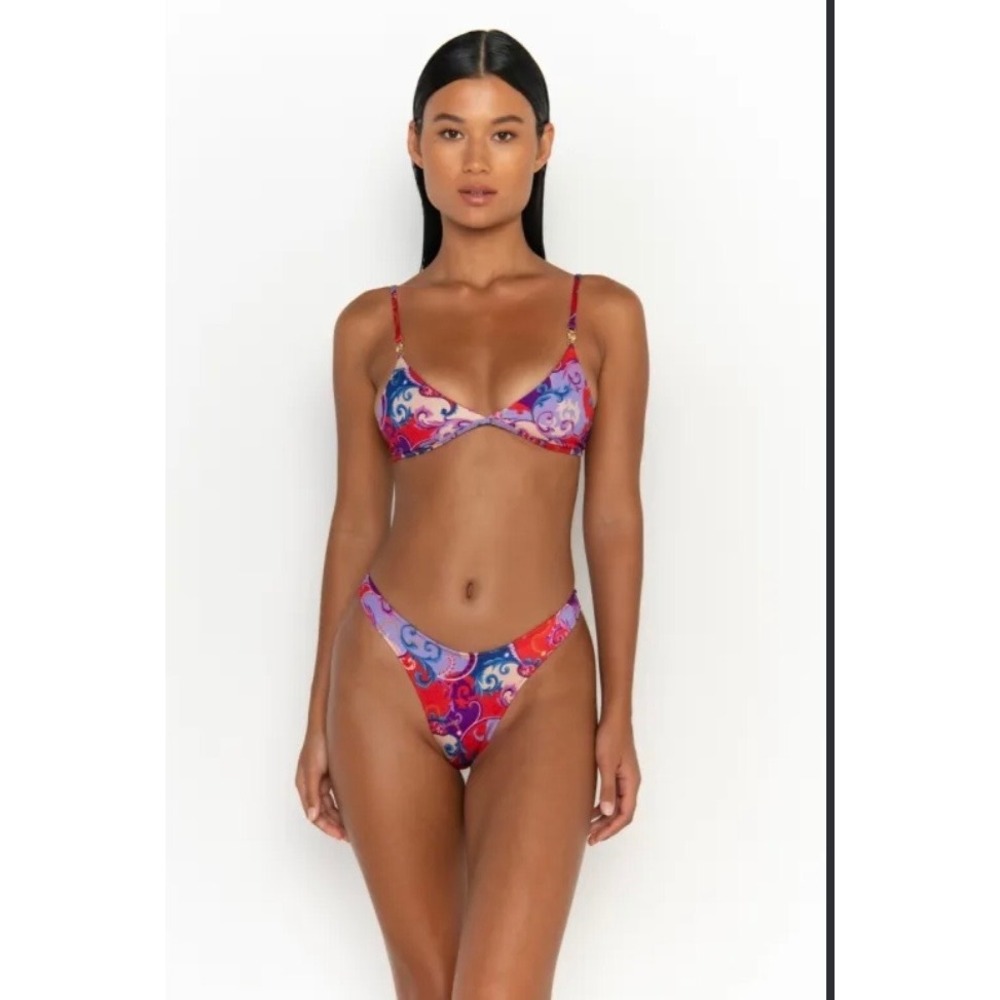 Sommer Swim Scarlett Print Triangle Bikini Set Red Purple Med Top Large Bottom
